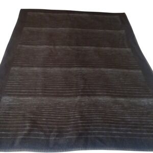 Plush Brown Reversible Striped Pattern Throw Cozy Home Blanket 54 x 70 MCM